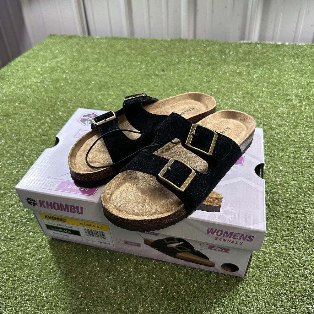 Khombu Asheville Women's Size 6 Black Double Buckle Sandals